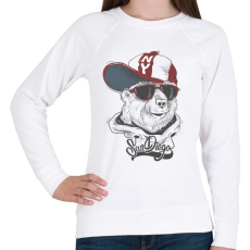 PRINTFASHION Baseball sapkás medve - Női pulóver - Fehér