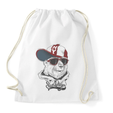PRINTFASHION Baseball sapkás medve - Sportzsák, Tornazsák - Fehér tornazsák