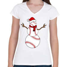 PRINTFASHION Basesnowman - Női V-nyakú póló - Fehér női póló