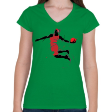 PRINTFASHION Basketball girls  - Női V-nyakú póló - Zöld női póló