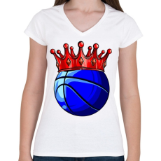 PRINTFASHION Basketball King - Női V-nyakú póló - Fehér