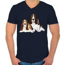 PRINTFASHION Basset hound - Férfi V-nyakú póló - Sötétkék