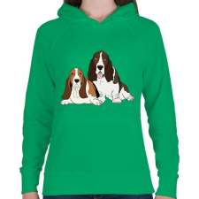 PRINTFASHION Basset hound - Női kapucnis pulóver - Zöld női pulóver, kardigán