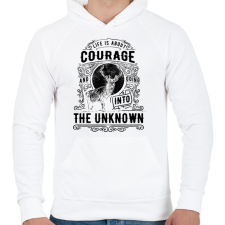 PRINTFASHION Bátorság - Férfi kapucnis pulóver - Fehér férfi pulóver, kardigán