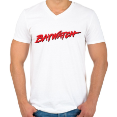 PRINTFASHION Baywatch - Férfi V-nyakú póló - Fehér