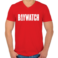 PRINTFASHION BAYWATCH - Férfi V-nyakú póló - Piros férfi póló