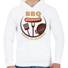 PRINTFASHION BBQ bárhol és bármikor - Férfi kapucnis pulóver - Fehér