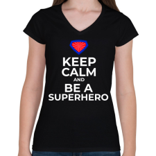 PRINTFASHION BE A SUPERHERO - Női V-nyakú póló - Fekete női póló