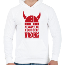 PRINTFASHION Be a viking - Férfi kapucnis pulóver - Fehér férfi pulóver, kardigán