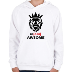PRINTFASHION Be(ard) Awsome - Gyerek kapucnis pulóver - Fehér