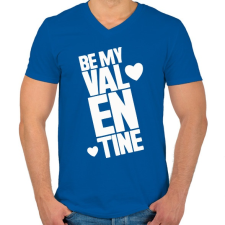PRINTFASHION Be mine! - Férfi V-nyakú póló - Királykék férfi póló