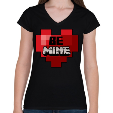PRINTFASHION Be Mine - Női V-nyakú póló - Fekete női póló