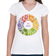 PRINTFASHION Be vega - Női V-nyakú póló - Fehér