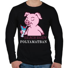 PRINTFASHION Beach Body Folyamatban - Férfi hosszú ujjú póló - Fekete
