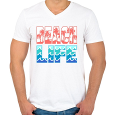 PRINTFASHION Beach Life - Férfi V-nyakú póló - Fehér