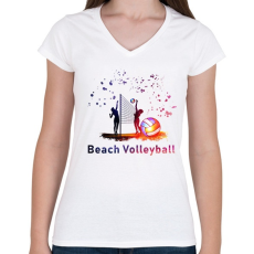 PRINTFASHION Beach Volleyball - Női V-nyakú póló - Fehér