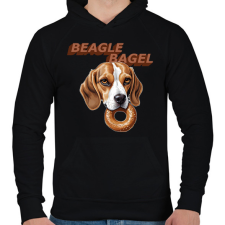 PRINTFASHION beagle bagel - Férfi kapucnis pulóver - Fekete férfi pulóver, kardigán