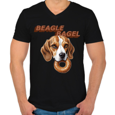 PRINTFASHION beagle bagel - Férfi V-nyakú póló - Fekete férfi póló