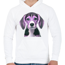 PRINTFASHION beagle - Férfi kapucnis pulóver - Fehér férfi pulóver, kardigán