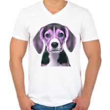 PRINTFASHION beagle - Férfi V-nyakú póló - Fehér férfi póló