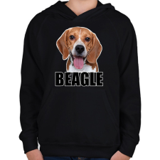 PRINTFASHION beagle - Gyerek kapucnis pulóver - Fekete gyerek pulóver, kardigán