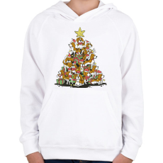 PRINTFASHION Beagle karácsonyfa - Gyerek kapucnis pulóver - Fehér