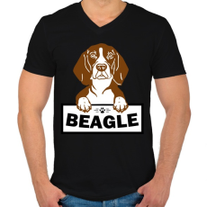 PRINTFASHION Beagle kutya  - Férfi V-nyakú póló - Fekete