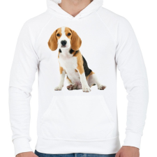 PRINTFASHION Beagle kutyás póló minta - Férfi kapucnis pulóver - Fehér férfi pulóver, kardigán