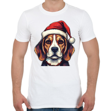 PRINTFASHION Beagle mikulás sapkában - Férfi póló - Fehér férfi póló