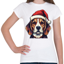 PRINTFASHION Beagle mikulás sapkában - Női póló - Fehér női póló