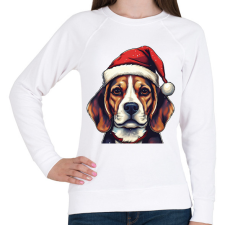 PRINTFASHION Beagle mikulás sapkában - Női pulóver - Fehér női pulóver, kardigán
