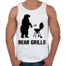 PRINTFASHION Bear Grills - Férfi atléta - Fehér atléta, trikó