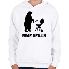 PRINTFASHION Bear Grills - Gyerek kapucnis pulóver - Fehér