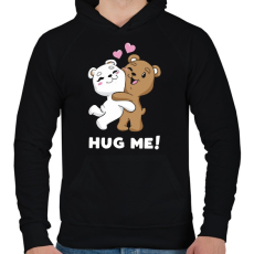 PRINTFASHION Bear Hug - Férfi kapucnis pulóver - Fekete