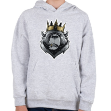 PRINTFASHION Bear King - Gyerek kapucnis pulóver - Sport szürke