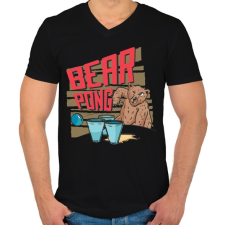 PRINTFASHION Bear pong - Férfi V-nyakú póló - Fekete férfi póló