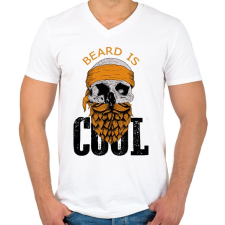 PRINTFASHION Beard is cool  - Férfi V-nyakú póló - Fehér férfi póló