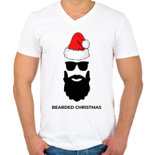 PRINTFASHION BEARDED CHRISTMAS - Férfi V-nyakú póló - Fehér férfi póló