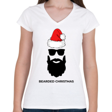 PRINTFASHION BEARDED CHRISTMAS - Női V-nyakú póló - Fehér