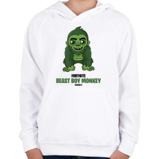 PRINTFASHION Beast Boy Monkey - Fortnite Season 6 - Gyerek kapucnis pulóver - Fehér