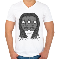 PRINTFASHION Beast Deasign Gemini - Férfi V-nyakú póló - Fehér férfi póló