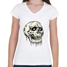 PRINTFASHION Beast Design Skull - Női V-nyakú póló - Fehér