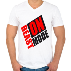 PRINTFASHION Beast mode ON! - Férfi V-nyakú póló - Fehér