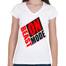 PRINTFASHION Beast mode ON! - Női V-nyakú póló - Fehér