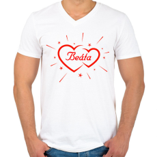 PRINTFASHION Beáta - Férfi V-nyakú póló - Fehér