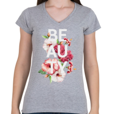 PRINTFASHION BEAUTY - Női V-nyakú póló - Sport szürke