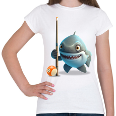 PRINTFASHION Bébi cápa biliárdozik - Női póló - Fehér