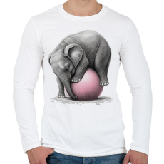 PRINTFASHION Bébi elefánt egy pink labdával - Férfi hosszú ujjú póló - Fehér