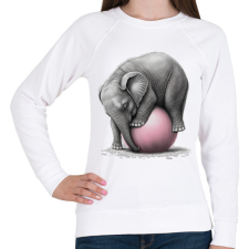 PRINTFASHION Bébi elefánt egy pink labdával - Női pulóver - Fehér női pulóver, kardigán