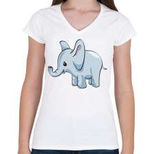 PRINTFASHION Bébi elefánt - Női V-nyakú póló - Fehér női póló